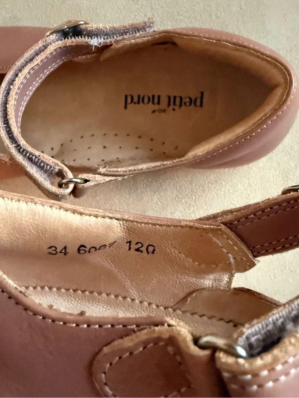 Petit Nord Scallop Mary Jane Leather Shoes Blush Pink EU 34